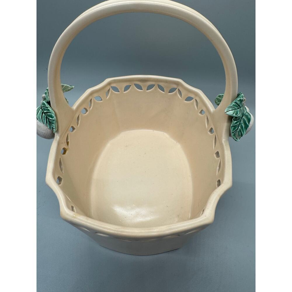EUC Vintage Fitz and Floyd Basket 1982 Peach with Leaves Basket Easter Spring - Picture 7 of 10